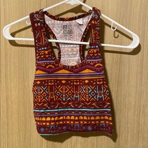 Nollie Red and Orange Crop Tank Top with Cut Out